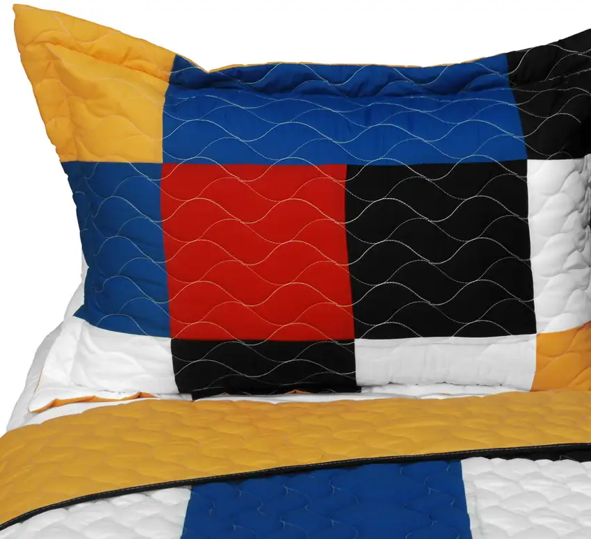 Poker King -  3PC Vermicelli - Quilted Patchwork Quilt Set (Full/Queen Size) Photo 3