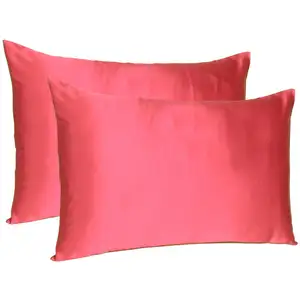 Photo of Poppy Red Dreamy Set Of 2 Silky Satin Queen Pillowcases