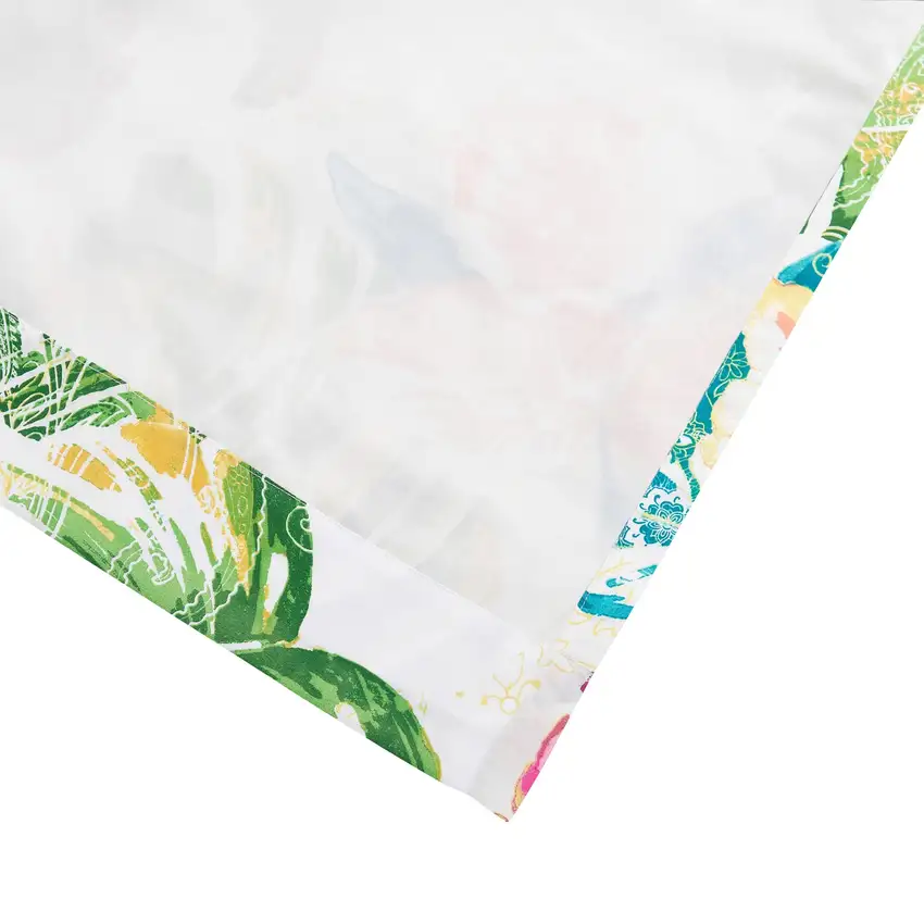 Porto 84 Inch Panel Window Curtains, Tropical Palm Leaves, Green and Blue Photo 4