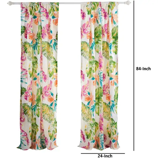 Porto 84 Inch Panel Window Curtains, Tropical Palm Leaves, Green and Blue Photo 5