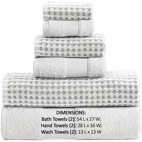 Porto 6 Piece Dual Tone Towel Set with Jacquard Grid Pattern The Urban Port, White Photo 2