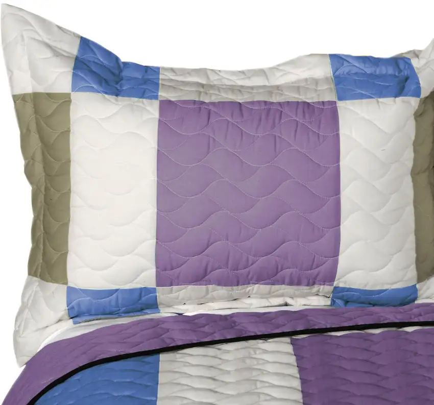 Pure Willing -  3PC Vermicelli - Quilted Patchwork Quilt Set (Full/Queen Size) Photo 3