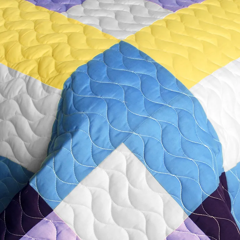 Purple Feelings - 3PC Vermicelli - Quilted Patchwork Quilt Set (Full/Queen Size) Photo 4