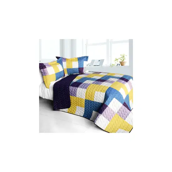 Purple Feelings -  3PC Vermicelli - Quilted Patchwork Quilt Set (Full/Queen Size) Photo 2