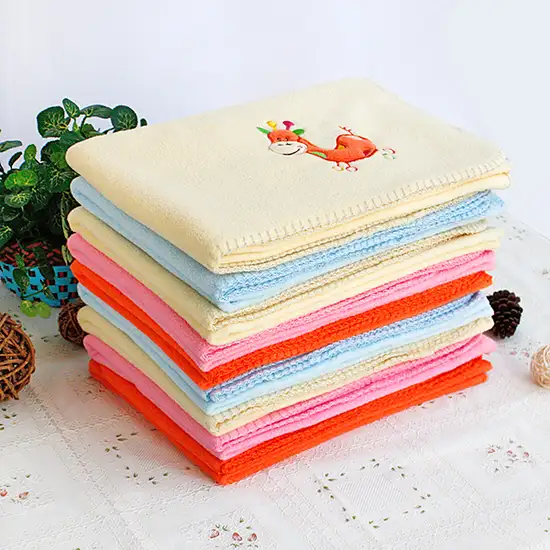 Purple Hippo - Orange -  Embroidered Applique Coral Fleece Baby Throw Blanket (29.5 by 39.4 inches) Photo 6