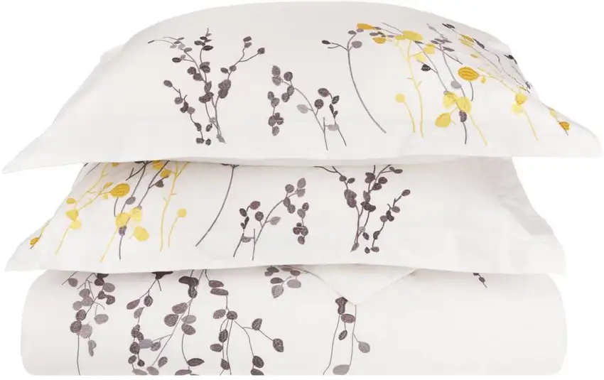 Purple and White Queen 100% Cotton 200 Thread Count Washable Duvet Cover Set Photo 1