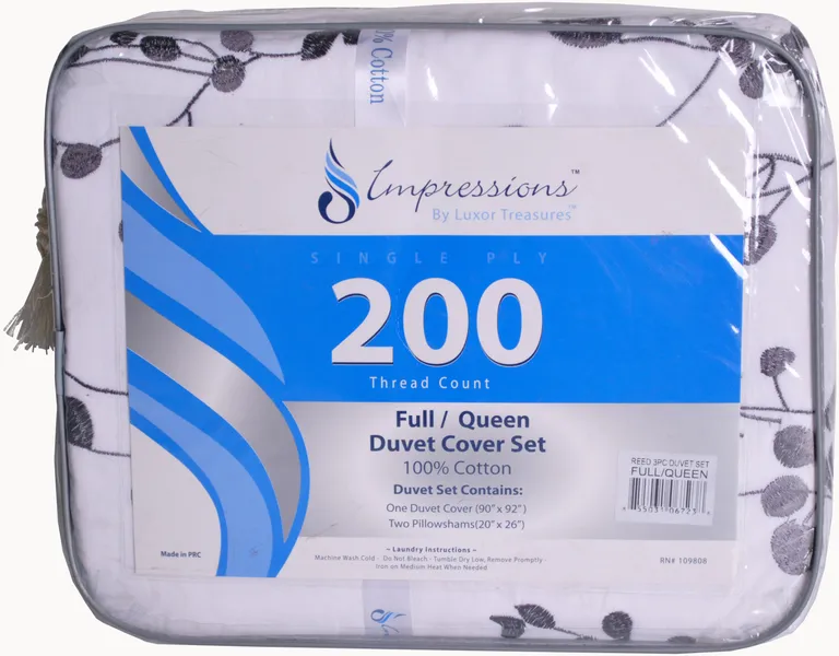 Queen 100% Cotton 200 Thread Count Washable Duvet Cover Set Photo 3