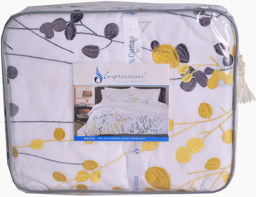 Purple and White Queen 100% Cotton 200 Thread Count Washable Duvet Cover Set Photo 2