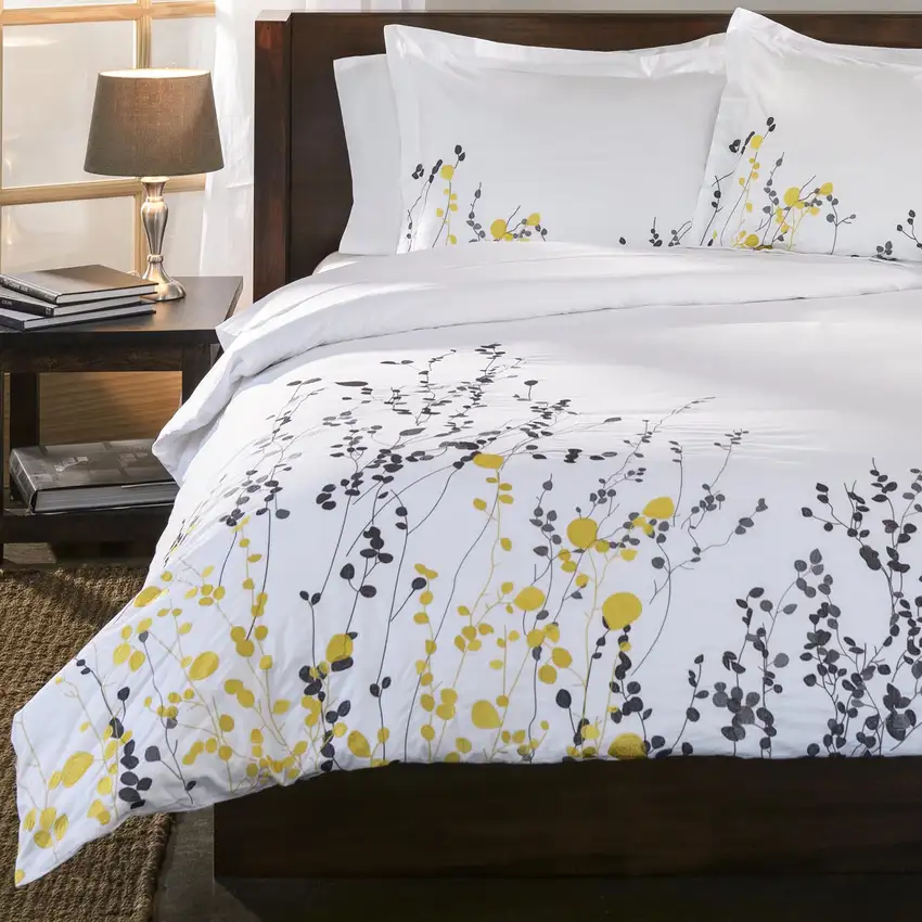 Purple and White Queen 100% Cotton 200 Thread Count Washable Duvet Cover Set Photo 6