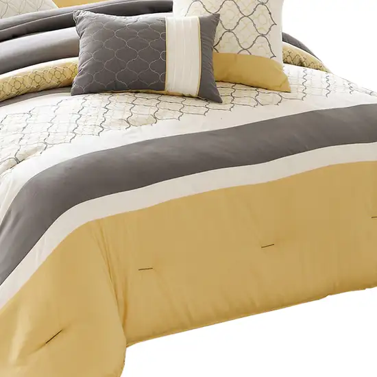 Quatrefoil Print Queen Size 7 Piece Fabric Comforter Set Photo 4