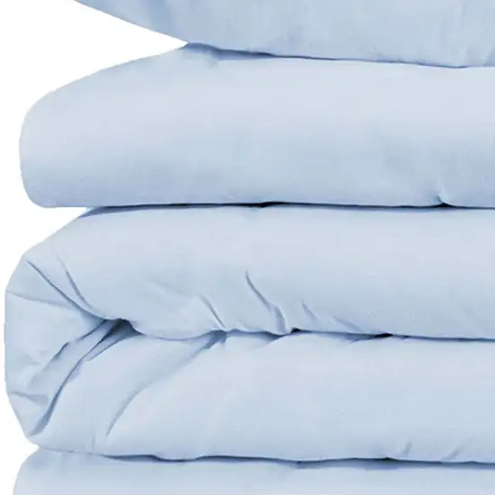 Light Blue Queen Cotton Blend 1000 Thread Count Washable Duvet Cover Set Photo 3
