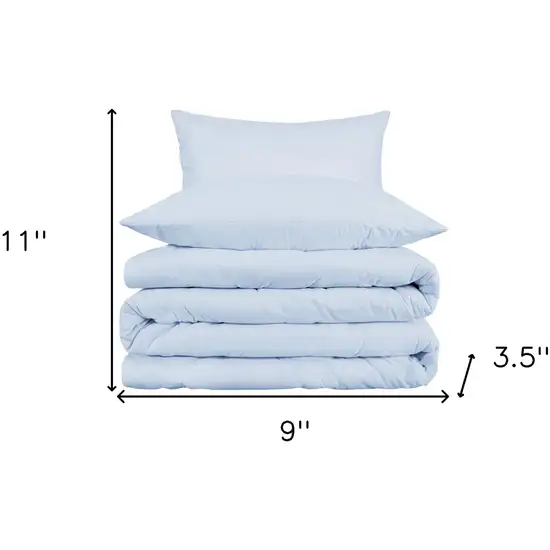 Light Blue Queen Cotton Blend 1000 Thread Count Washable Duvet Cover Set Photo 7