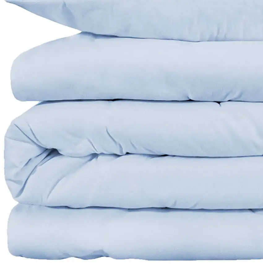 Light Blue Queen Cotton Blend 1000 Thread Count Washable Duvet Cover Set Photo 4