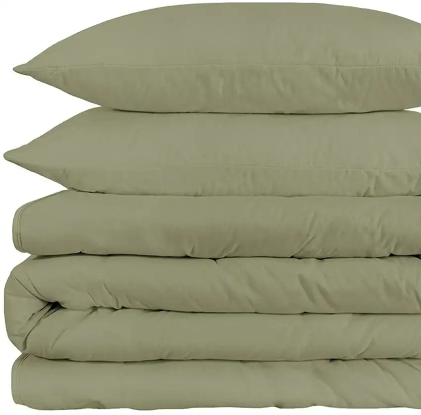 Sage Queen Cotton Blend 1200 Thread Count Washable Duvet Cover Set Photo 4