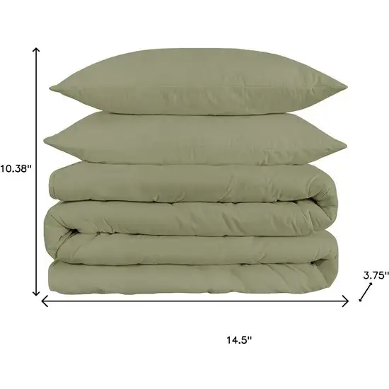 Sage Queen Cotton Blend 1200 Thread Count Washable Duvet Cover Set Photo 7