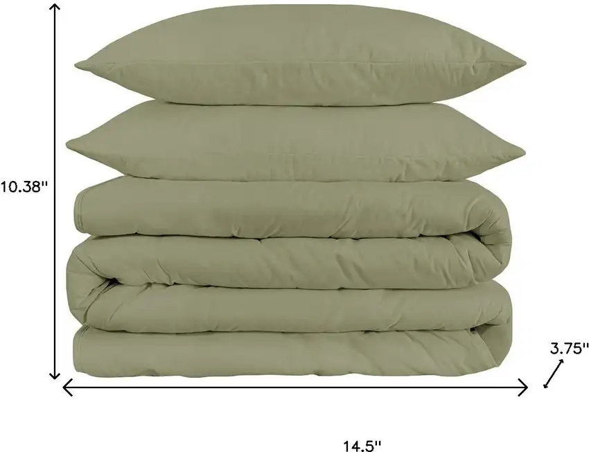Sage Queen Cotton Blend 1200 Thread Count Washable Duvet Cover Set Photo 7