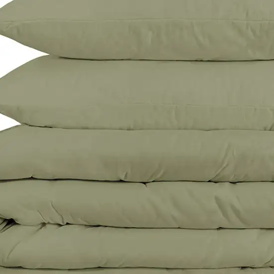 Sage Queen Cotton Blend 1200 Thread Count Washable Duvet Cover Set Photo 3
