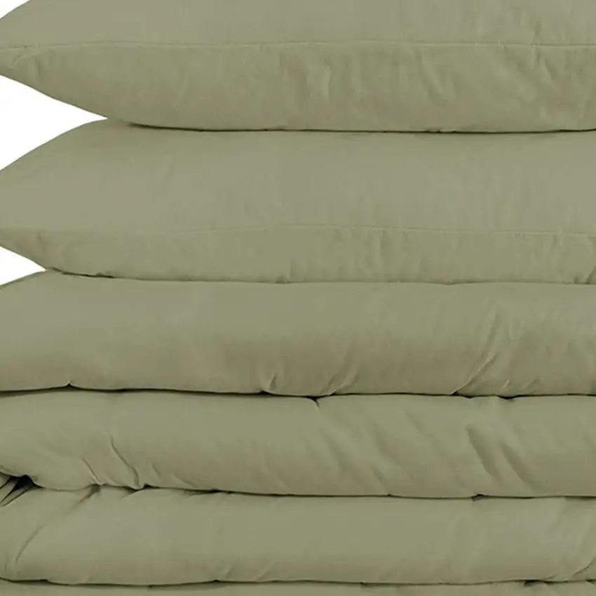 Sage Queen Cotton Blend 1200 Thread Count Washable Duvet Cover Set Photo 3