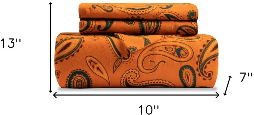 Blue and Orange Queen Cotton Blend 0 Thread Count Washable Duvet Cover Set Photo 6