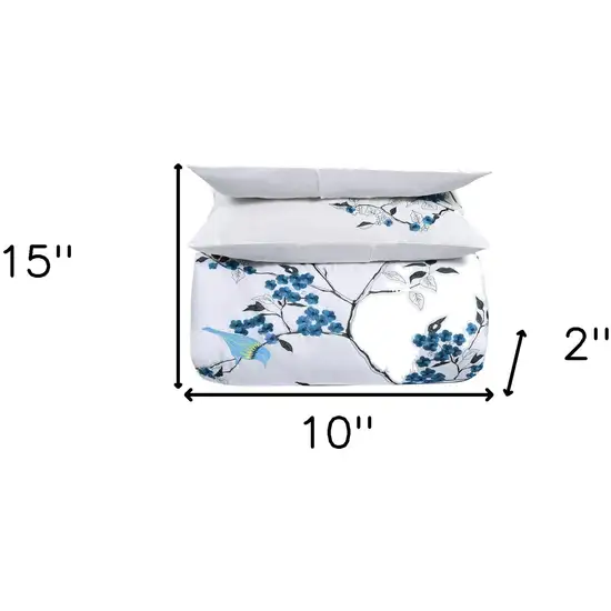 Blue and White Queen 100% Cotton 200 Thread Count Washable Duvet Cover Set Photo 5