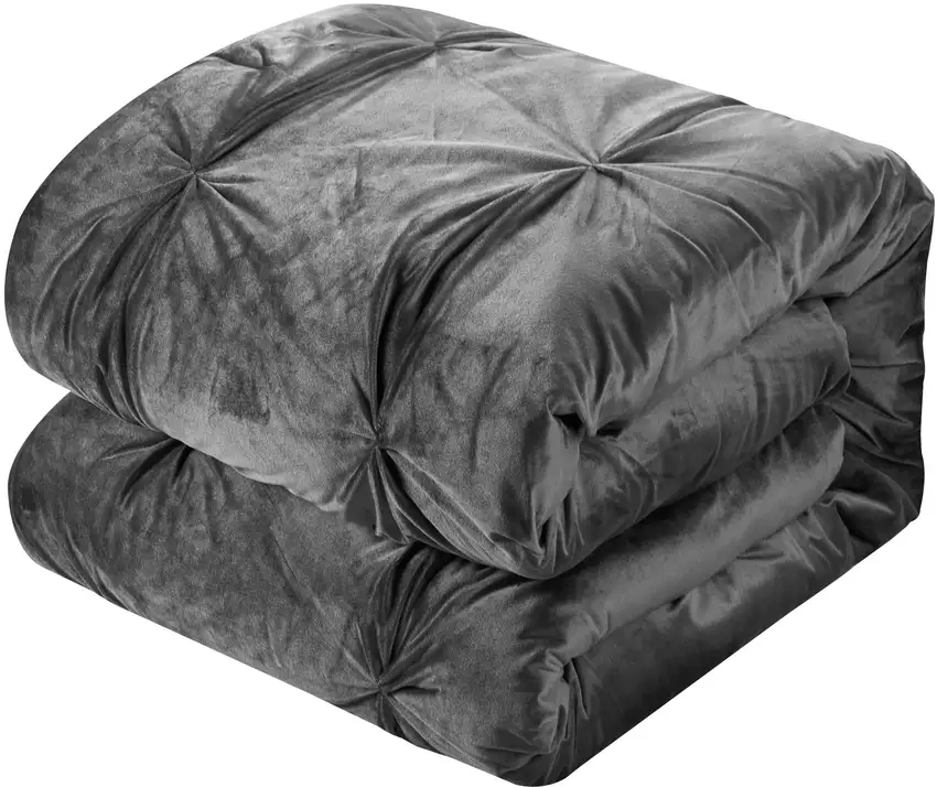 Gray Queen Polyester 130 Thread Count Washable Down Comforter Set Photo 6