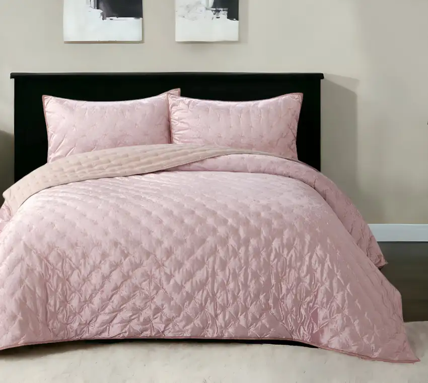 Blush Queen Polyester 220 Thread Count Washable Down Comforter Set Photo 1