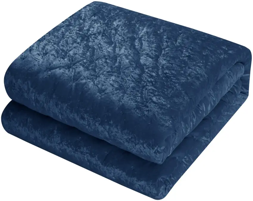 Navy Blue Queen Polyester 220 Thread Count Washable Down Comforter Set Photo 5
