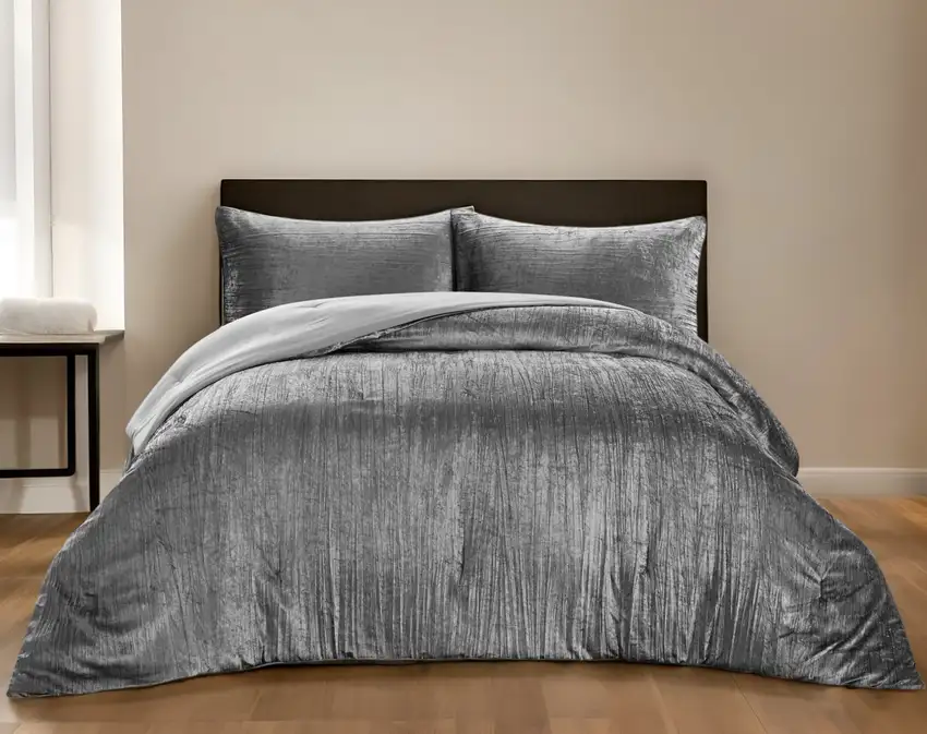 Dark Slate Gray Queen Polyester 180 Thread Count Washable Down Comforter Set Photo 1