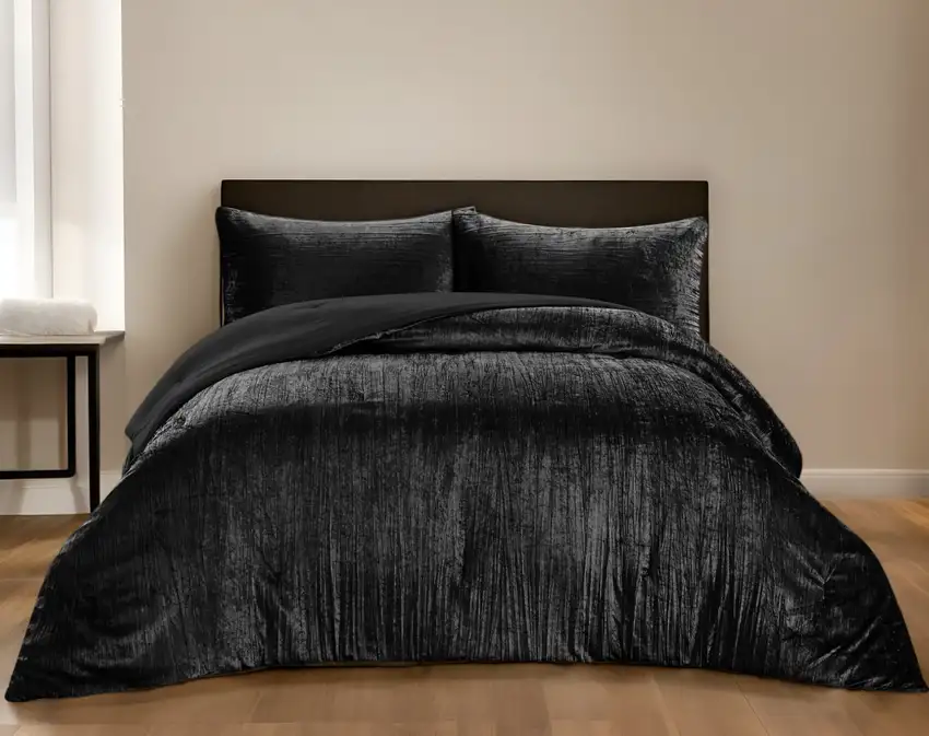 Black Queen Polyester 180 Thread Count Washable Down Comforter Set Photo 1