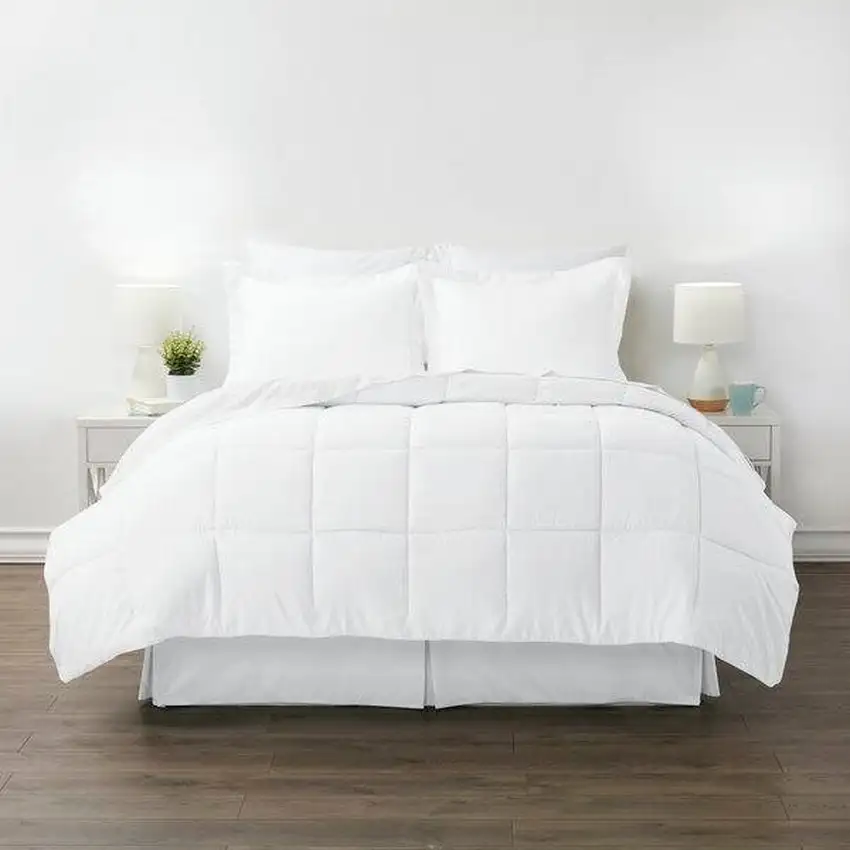 Queen Size Microfiber 6-Piece Reversible Bed In A Bag Comforter Set in White Photo 5
