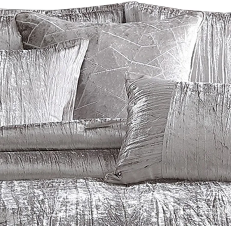 Queen Size 7 Piece Fabric Comforter Set with Crinkle Texture Photo 3
