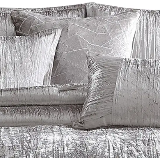 Queen Size 7 Piece Fabric Comforter Set with Crinkle Texture Photo 3