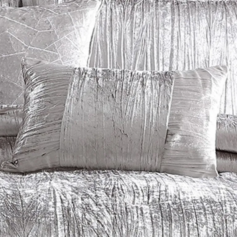 Queen Size 7 Piece Fabric Comforter Set with Crinkle Texture Photo 4