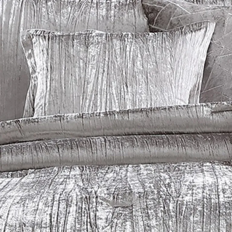 Queen Size 7 Piece Fabric Comforter Set with Crinkle Texture Photo 2