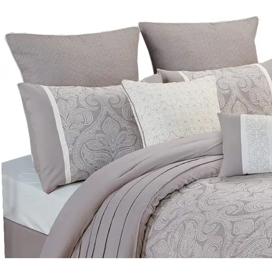 Queen Size 9 Piece Fabric Comforter Set with Medallion Prints Photo 3