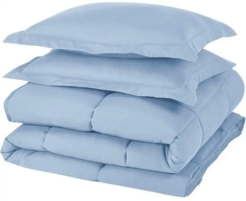 Queen Size Reversible Microfiber Down Alternative Comforter Set in Blue Photo 3