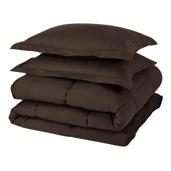 Queen Size Reversible Microfiber Down Alternative Comforter Set in Brown Photo 2