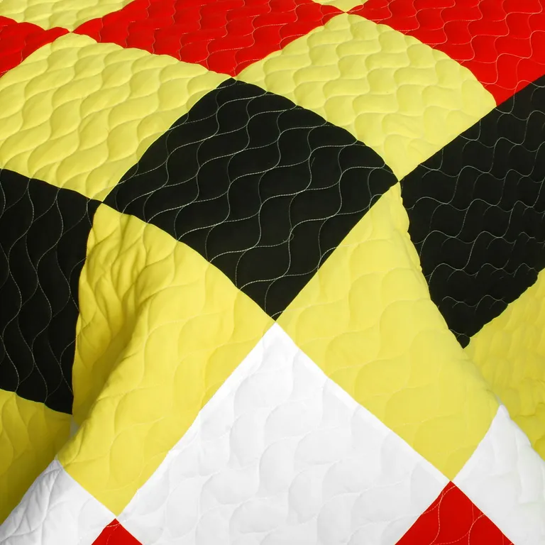Rattlebush - Vermicelli-Quilted Patchwork Plaid Quilt Set Full/Queen Photo 4