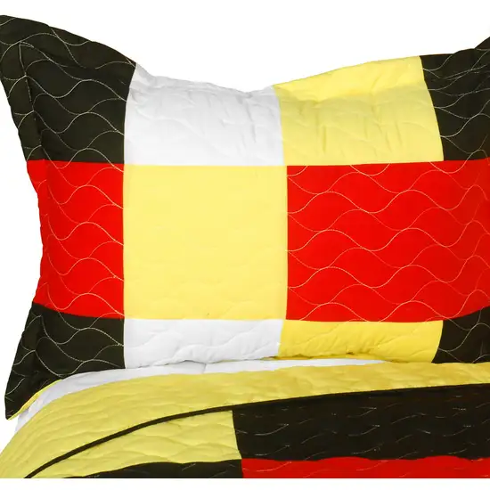 Rattlebush -  Vermicelli-Quilted Patchwork Plaid Quilt Set Full/Queen Photo 2