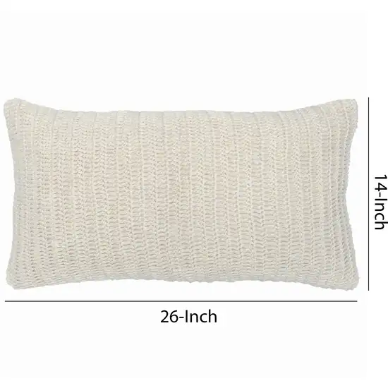Rectangular Fabric Throw Pillow with Hand Knitted Details, White Photo 5
