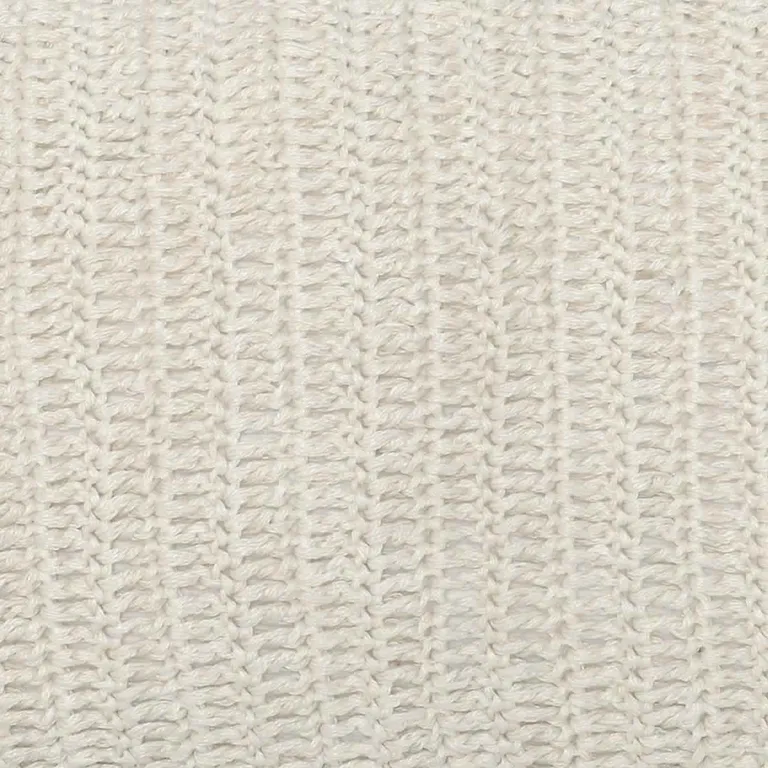 Rectangular Fabric Throw Pillow with Hand Knitted Details, White Photo 3