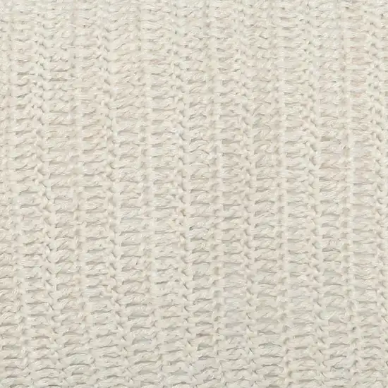 Rectangular Fabric Throw Pillow with Hand Knitted Details, White Photo 3