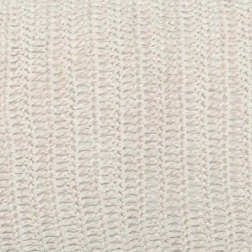 Rectangular Fabric Throw Pillow with Hand Knitted Details, White Photo 3