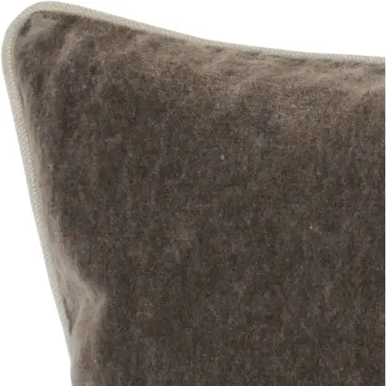 Rectangular Fabric Throw Pillow with Solid Color and Piped Edges, Brown Photo 2