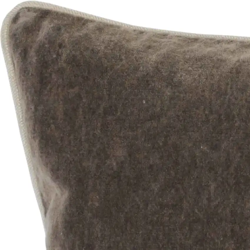 Rectangular Fabric Throw Pillow with Solid Color and Piped Edges, Brown Photo 2