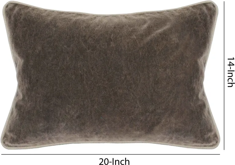 Rectangular Fabric Throw Pillow with Solid Color and Piped Edges, Brown Photo 5