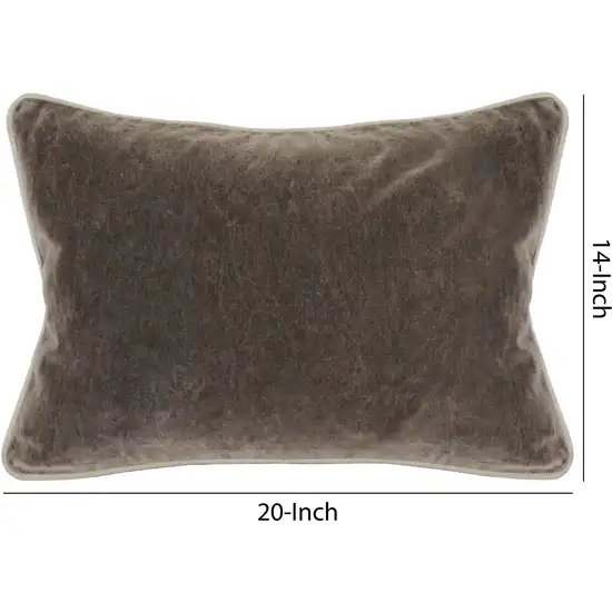 Rectangular Fabric Throw Pillow with Solid Color and Piped Edges, Brown Photo 5