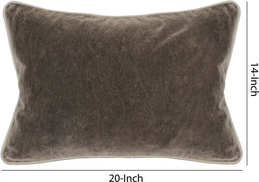 Rectangular Fabric Throw Pillow with Solid Color and Piped Edges, Brown Photo 5
