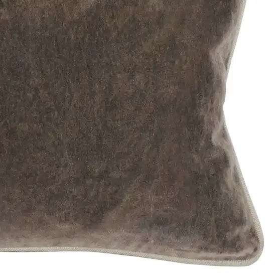 Rectangular Fabric Throw Pillow with Solid Color and Piped Edges, Brown Photo 4
