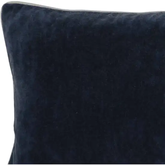 Rectangular Fabric Throw Pillow with Solid Color and Piped Edges, Navy Blue Photo 2
